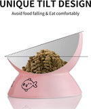 Sweejar Ceramic Raised Cat Bowls, Slanted Cat Dish Food or Water Bowls, Elevated Porcelain Pet Feeder Bowl Protect Cat'S Spine, Stress Free, Backflow Prevention(Pink)