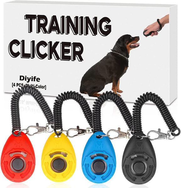 Dog Clicker, [4 PCS, Multi-Color] Dog Training Clicker with Wrist Strap for Dog Cat Horse Clickers for Dog Training Lightweight Durable Puppy Clicker Training Kit, for Pet Lovers