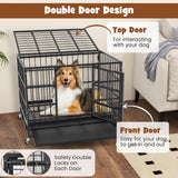 96/120Cm Metal Dog Cage Foldable with Double Door and Wheels
