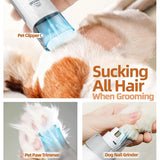 7 in 1 Dog Grooming Kit, Low Noise Pet Grooming Vacuum with 1.5 L Dust Cup, Dog Vacuum for Shedding Grooming, with 7 Professional Grooming Tools for Dogs Cats Pet Hair & Home Cleaning, Gray