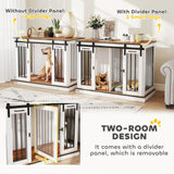 Pawhut Dog Crate Furniture for Large Dogs, Double Dog Cage for Small Dogs, White