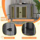 Dog Crate Furniture End Table, Dog Cage with Cushion - Grey