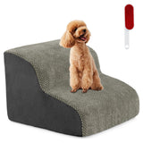 2-Tier Dog Ramp Pet Stairs with Washable Cover and High-Density Foam