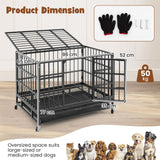 96/120Cm Metal Dog Cage Foldable with Double Door and Wheels