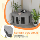 Dog Crate Furniture End Table, Dog Cage with Cushion - Grey