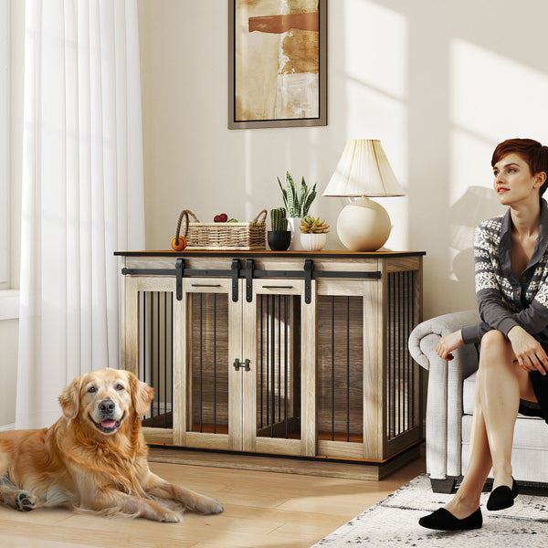 Dog Crate Furniture for Large Dog, Double Dog Cage for Small Dogs W/ Divider