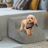 2-Tier Dog Ramp Pet Stairs with Washable Cover and High-Density Foam