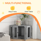 Dog Crate Furniture End Table, Dog Cage with Cushion - Grey