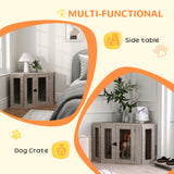 Dog Crate Furniture End Table, Dog Cage with Cushion - Grey