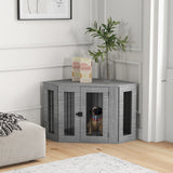 Dog Crate Furniture End Table, Dog Cage with Cushion - Grey