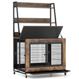Dog Crate Furniture with 3 Lockable Doors and Flip-Up Top