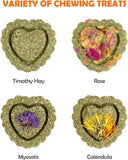 16Pcs Timothy Hay Treats - Natural Chews for Teeth - Handmade Rabbit, Chinchilla, Gerbil, Rat, Hamster Toys - Bunny & Guinea Pig