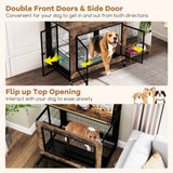 Dog Crate Furniture with 3 Lockable Doors and Flip-Up Top