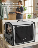 Dog Car Carrier Lightweight 61×45×52Cm, Foldable Dog Carrier, Grey | Easy to Assemble, Portable and Breathable Pet Carrier, Suitable for Indoor and Outdoor Use, Dog Travel Crate with Curtain