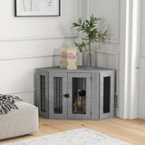 Dog Crate Furniture End Table, Dog Cage with Cushion - Grey